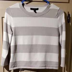 Banana Republic grey and white striped long sleeve shirt. Size XS